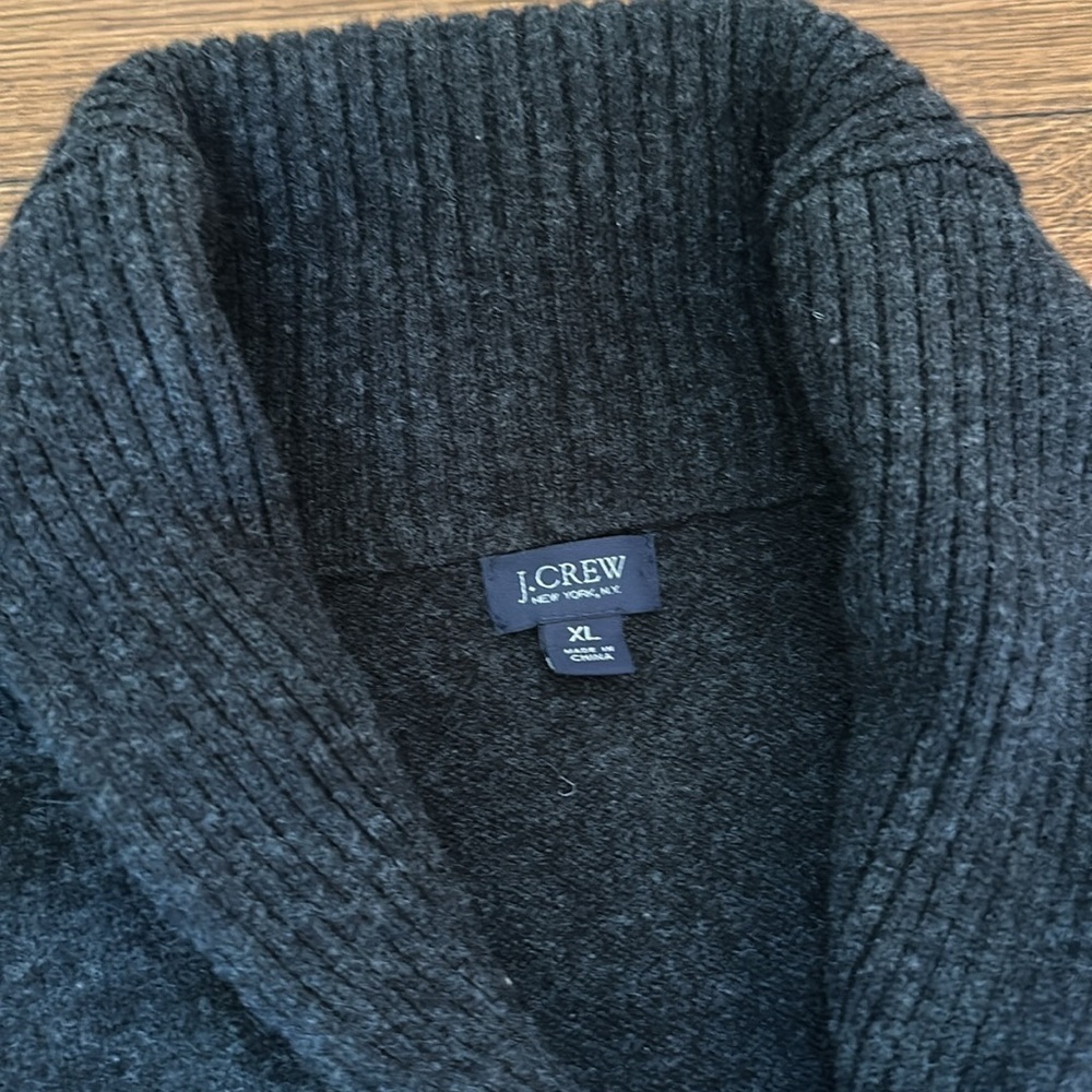 Vintage J. Crew Lambswool Button Up Gray Sweater - Picture 2 of 4